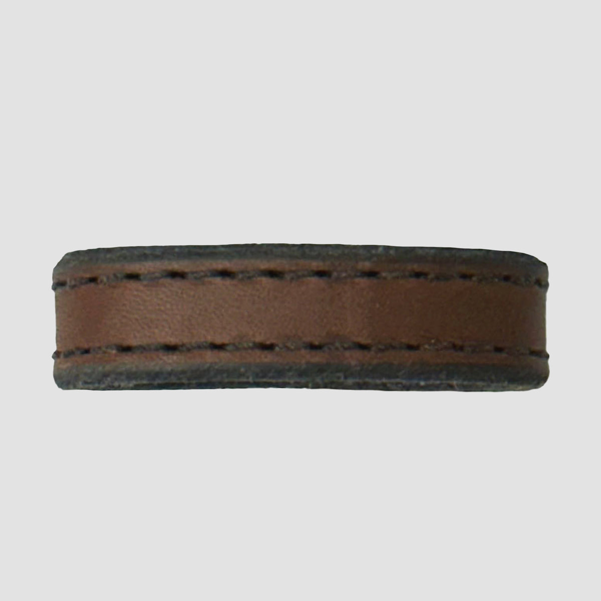 A close-up of the Hanks Belts 1.75" Stitched #2 Keeper, crafted from vegetable tanned leather with visible edge stitching, designed for 1.75" wide belts, shown on a plain light gray background.