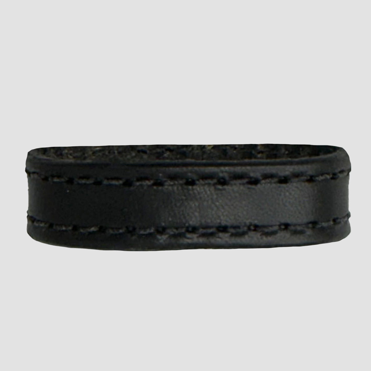 The Hanks Belts 1.75" Stitched #2 Keeper is a black leather ring with visible edge stitching, designed to replace belt keepers for 1.75-inch wide belts, shown on a plain light gray background.