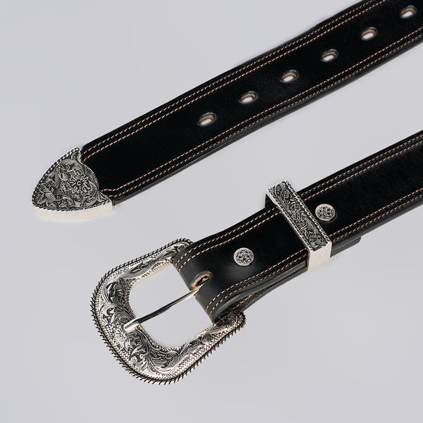 『HAMI LEATHER BELT BLACK×SILVER』 Hanks_Mens_Leather_Belts_Amari