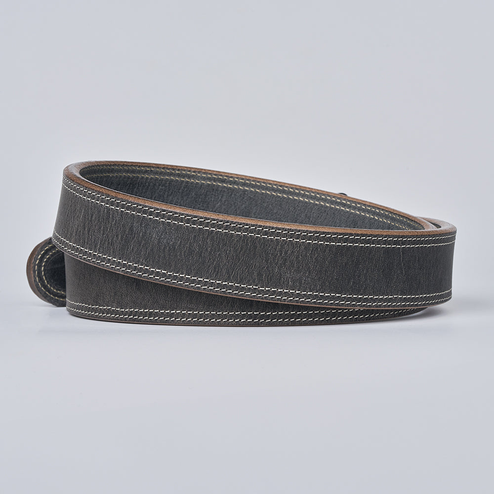 Gray belt with brown edge on a light gray background