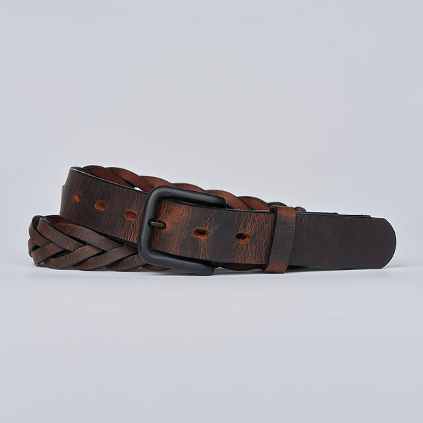 Men's Braided Leather Belt - Hanks Belts