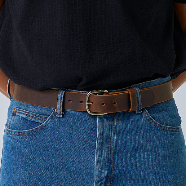USA Made Jean Belt Crazy Horse Leather - Hanks Belts