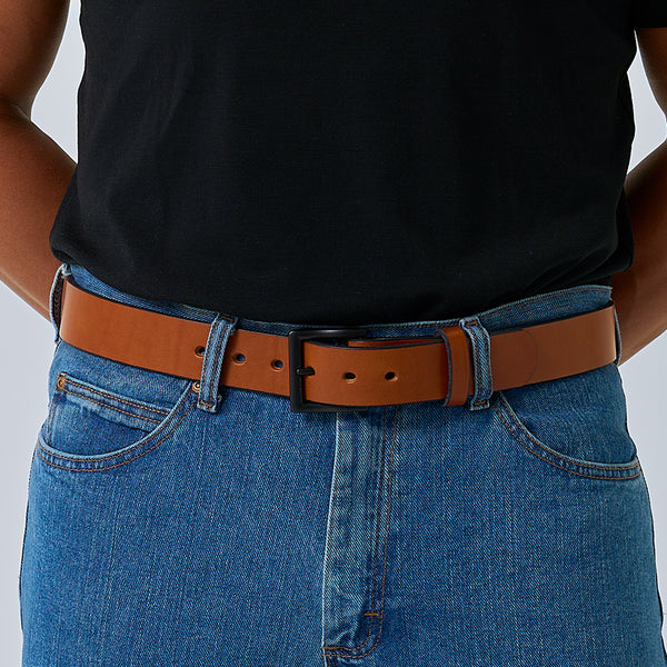 Mens Casual Leather Belt - USA Made 56 / Oak Mens Casual Leather Belt - USA Made 56 / Oak