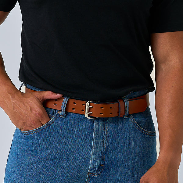 Leather Double Prong Work Belt - Hanks Belts