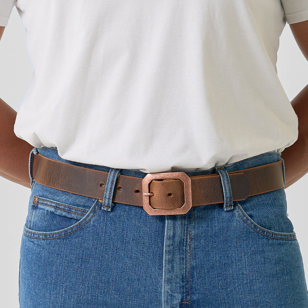 Retro Jean Premium Leather Belt USA MADE - Hanks Belts display picture 1