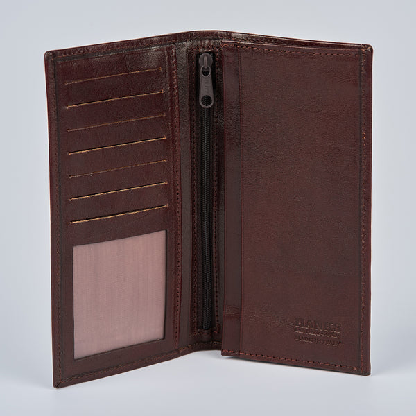 HISCOW Slim Long Wallet For Men & Women - Italian Calfskin, Vegetable-Tanned, Checkbook Size