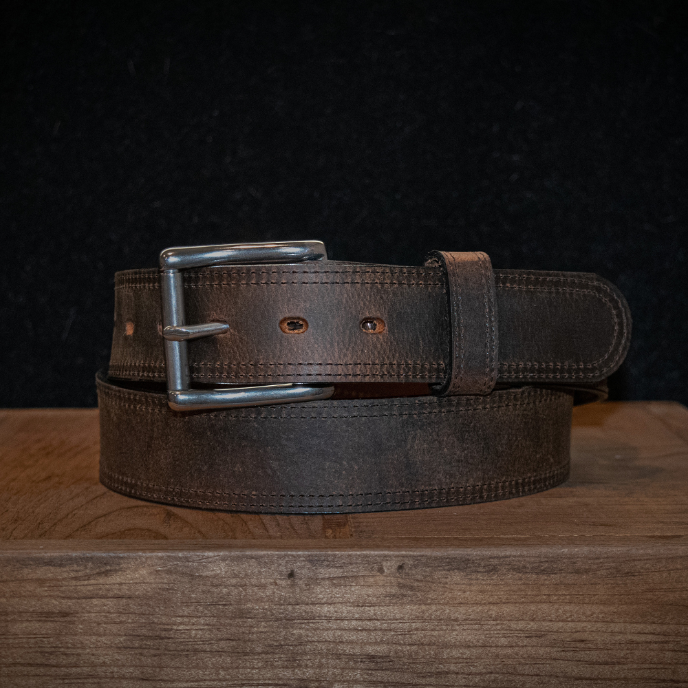 Hanks Wyoming Bison belt in 1.5" Width in Brown