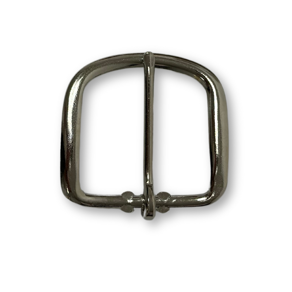 Overhead view of nickel rounded buckle - 1.5