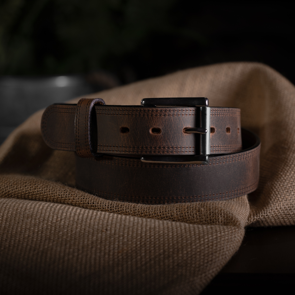 Hanks Wyoming Bison belt in 1.5" Width in Brown
