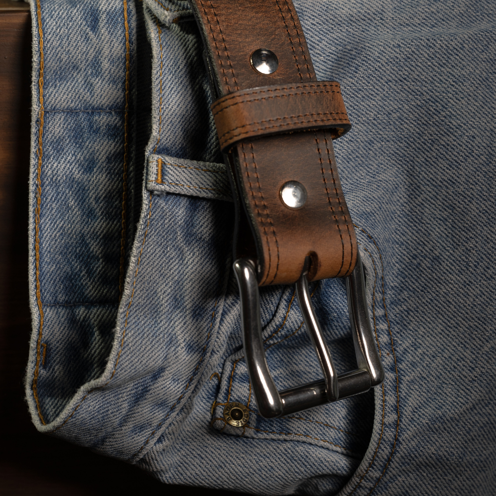 Hanks Wyoming Bison belt in 1.5" Width in Brown