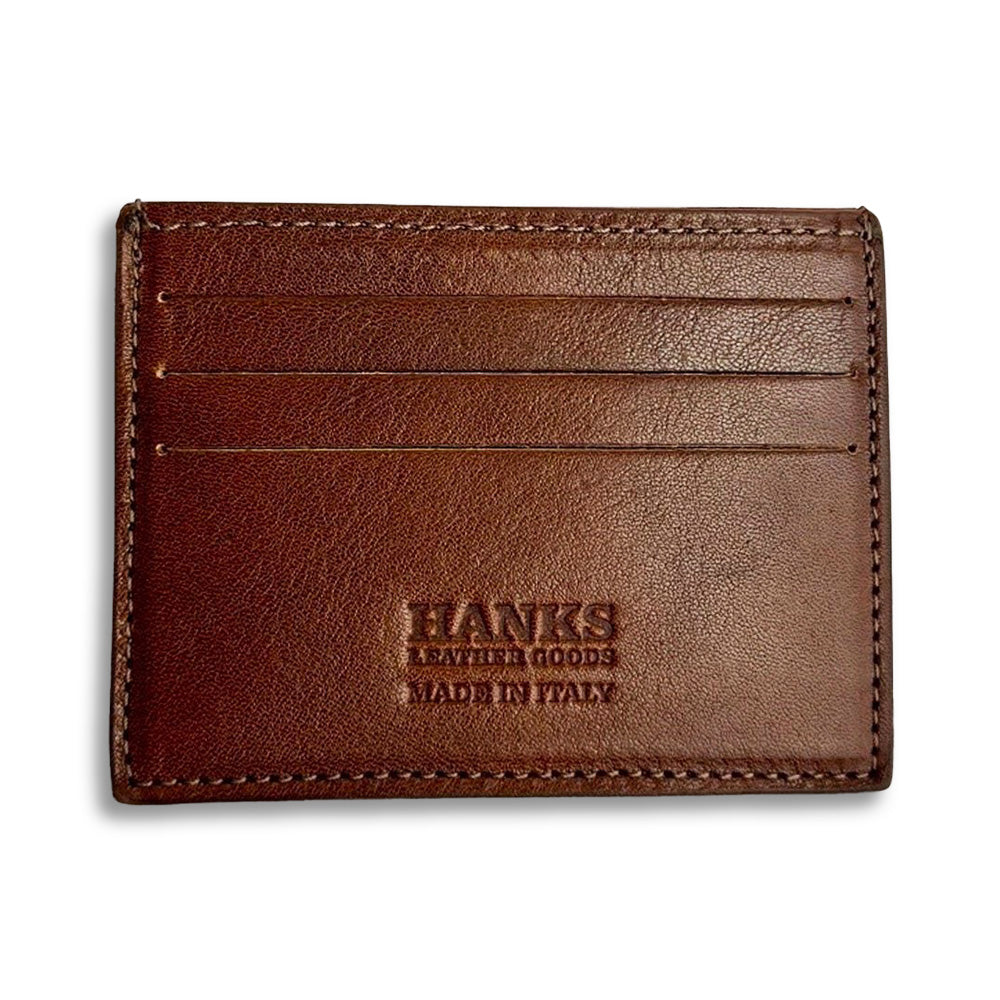 Back side of Italian Leather Cardholder Slim Case in Oak