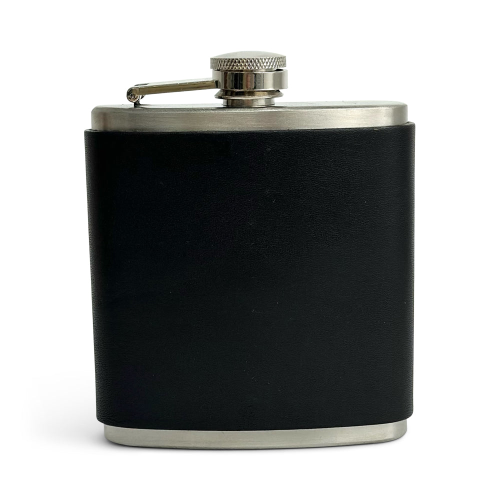 Black flask with leather covering