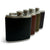 Four flasks on white background shown in black, brown, havana, and olive