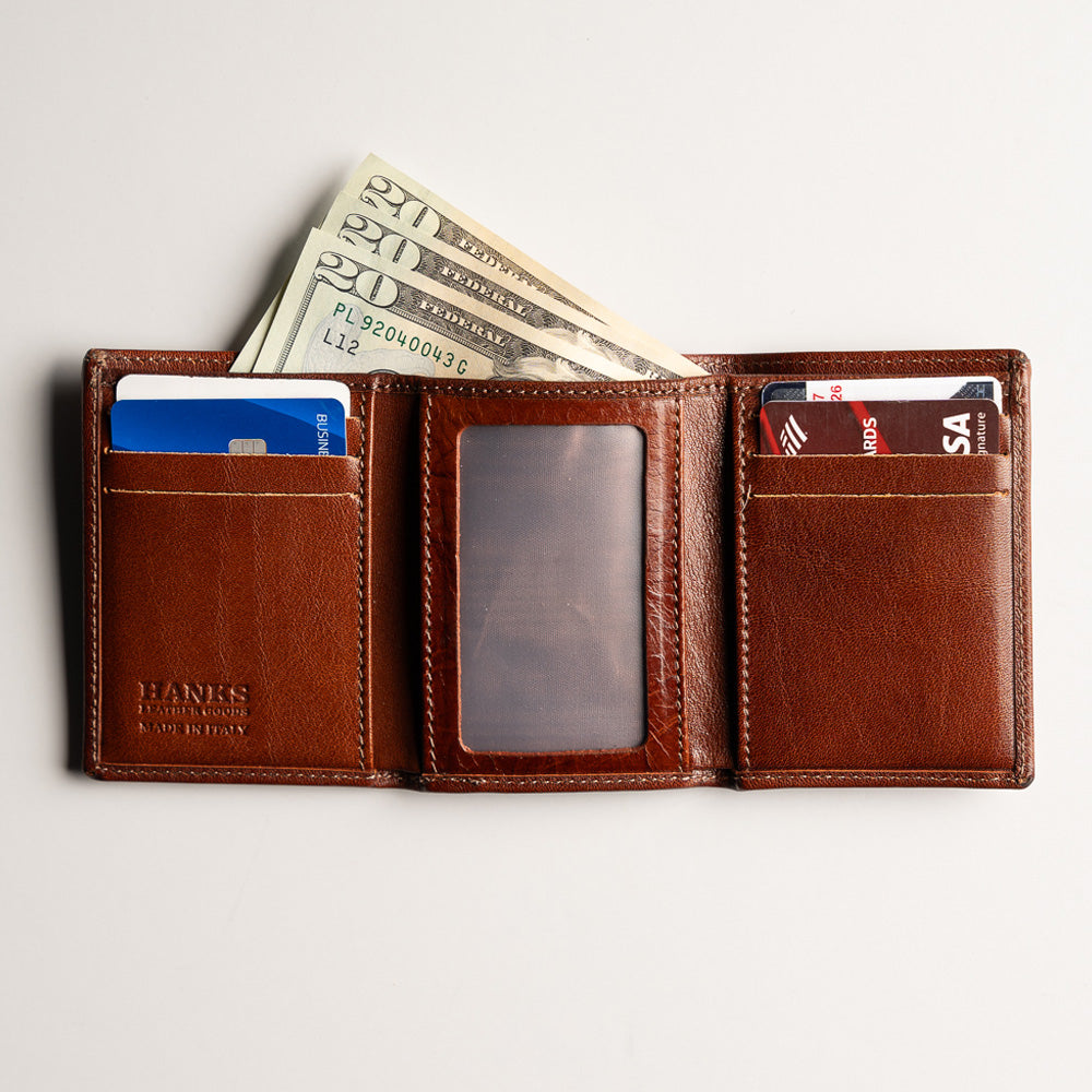 Trifold Wallet w ID Window - Dark Brown