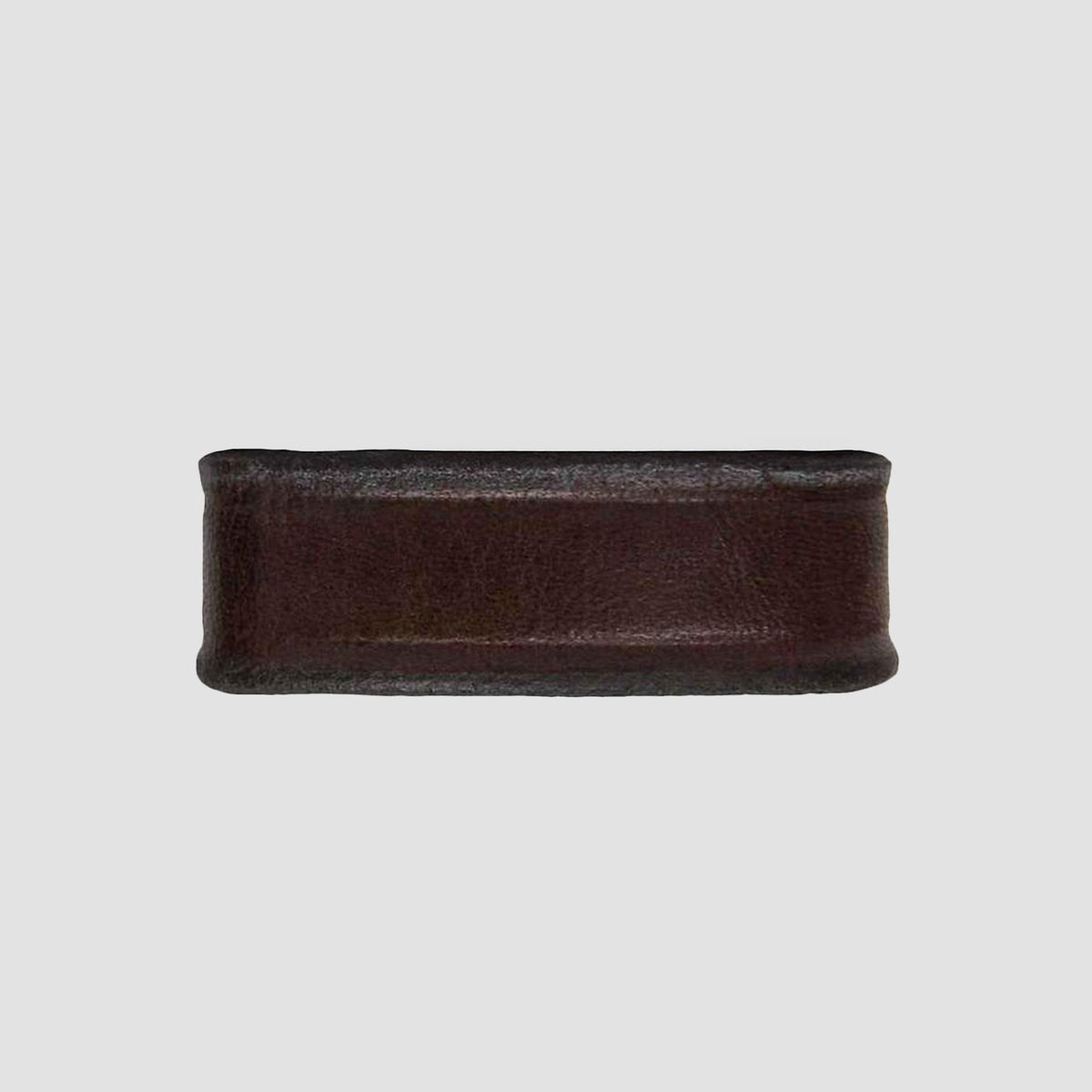The Hanks Belts 1.25" Smooth #1 Keeper is a wide, dark brown, vegetable-tanned leather ring with a smooth finish and raised edges, shown on a light gray background.