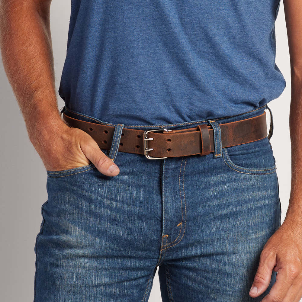The Legend Double Prong Retro Style Jean Belt 6 Holes - 1.5" Width