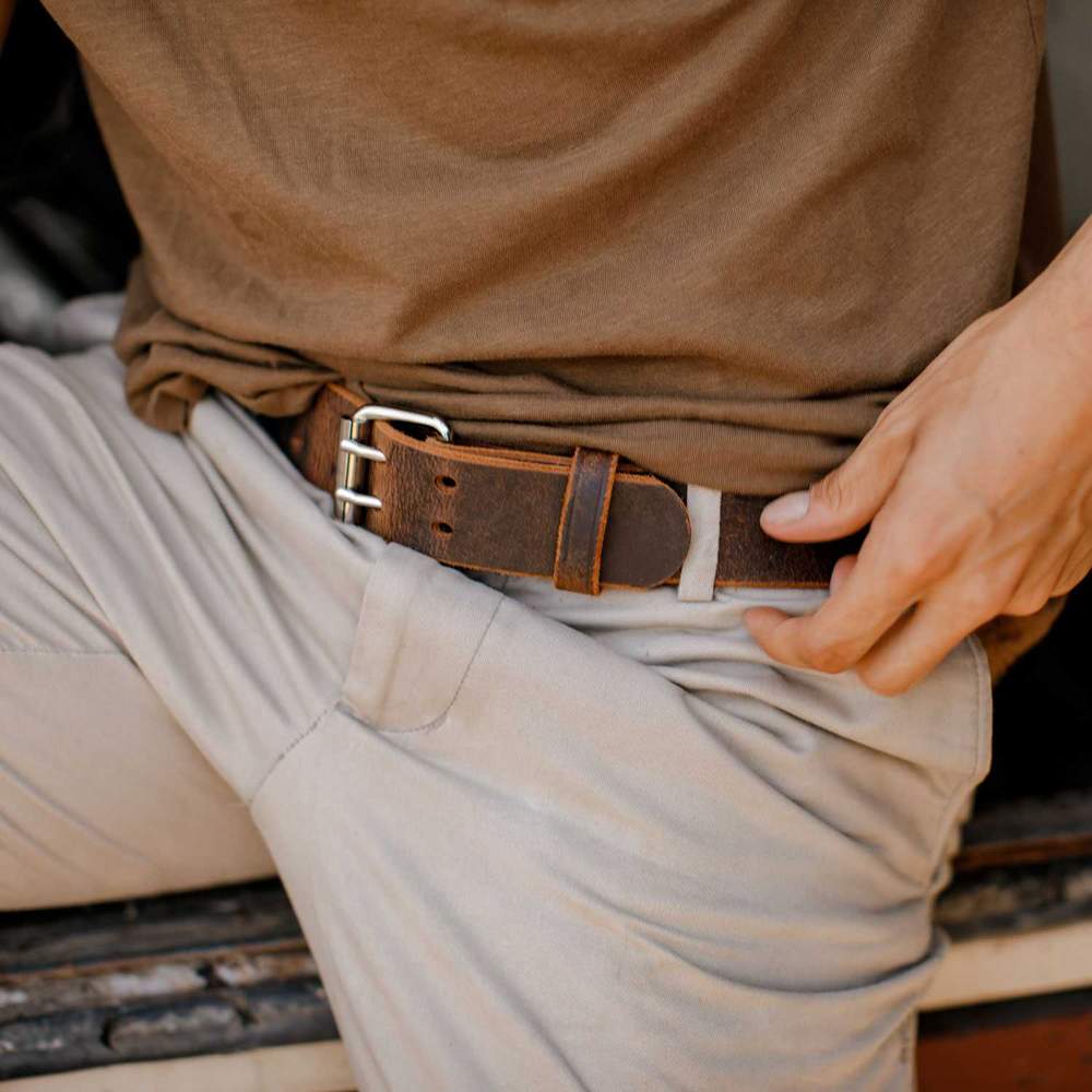 The Legend Double Prong Retro Style Jean Belt 6 Holes - 1.5" Width