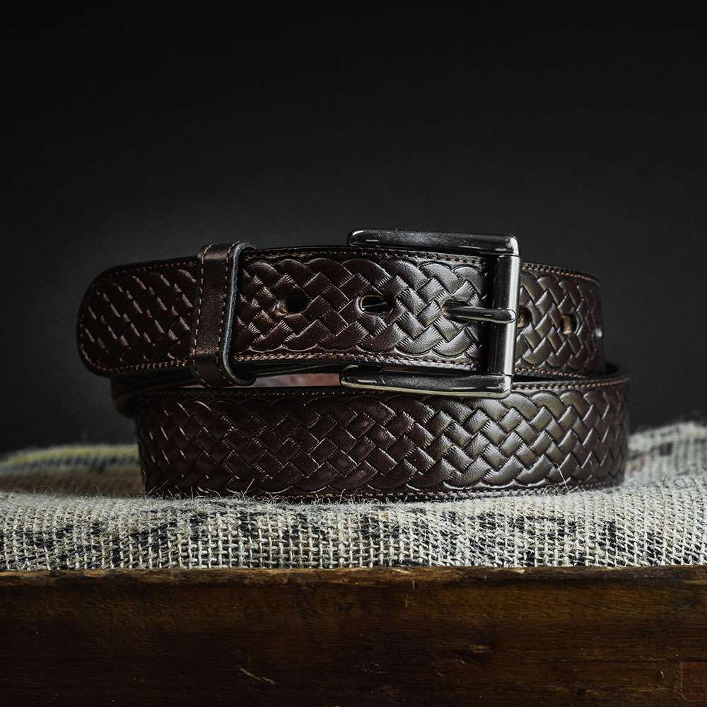 Classic Basket Weave Leather Belt