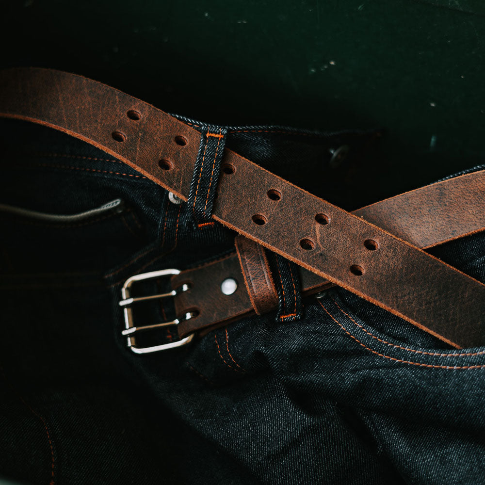 The Legend Double Prong Retro Style Jean Belt 6 Holes - 1.5" Width