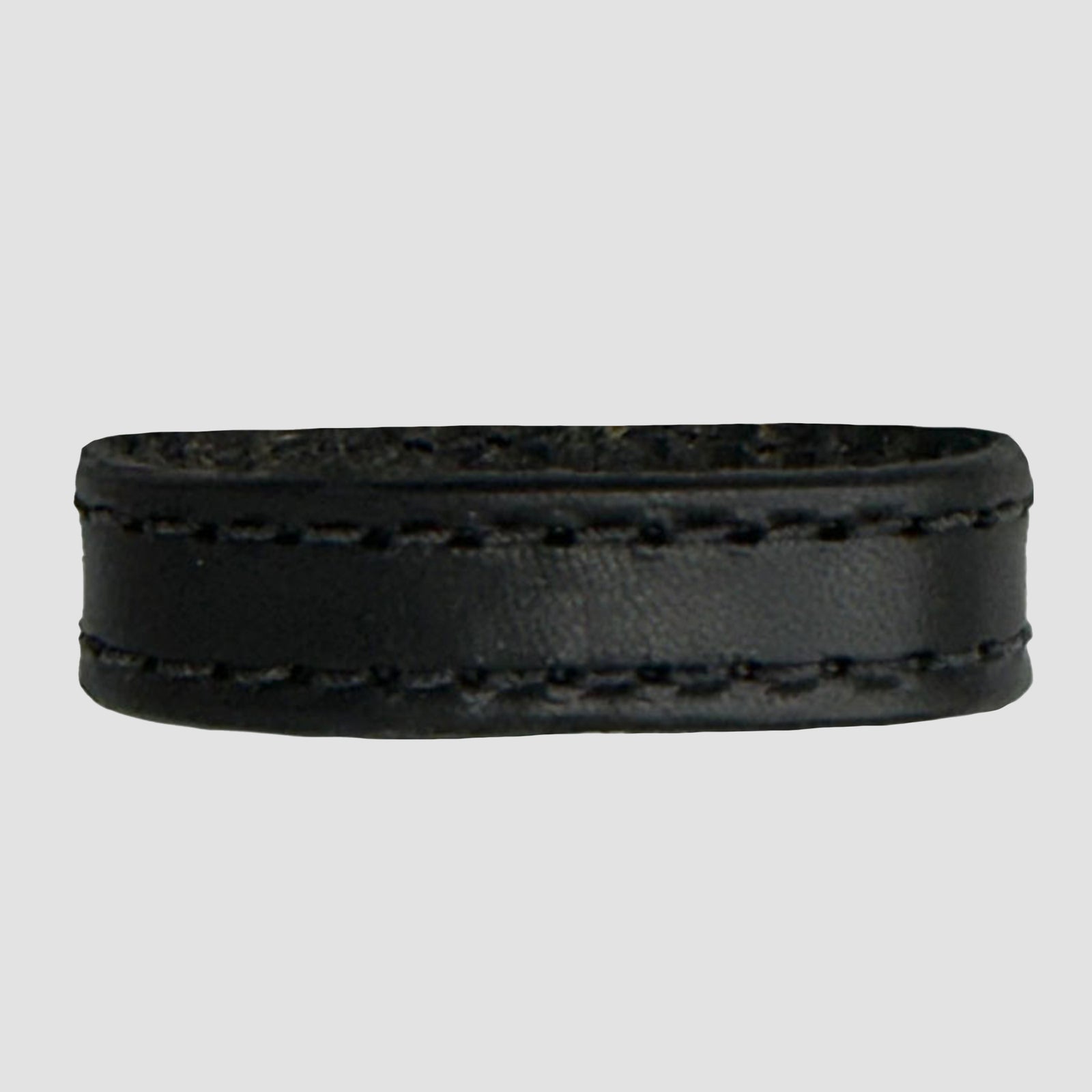 The Hanks Belts 1.75" Stitched #2 Keeper is a black leather ring with visible edge stitching, designed to replace belt keepers for 1.75-inch wide belts, shown on a plain light gray background.