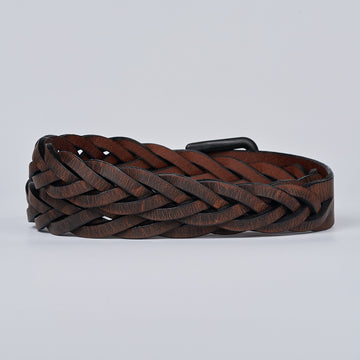 Men's Braided Leather Belt 34 / Brown Men's Braided Leather Belt 34 / Brown