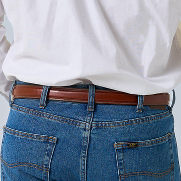 blue dress belt mens Hanks Belts Esquire Padded Leather Casual Belt 1 1/4