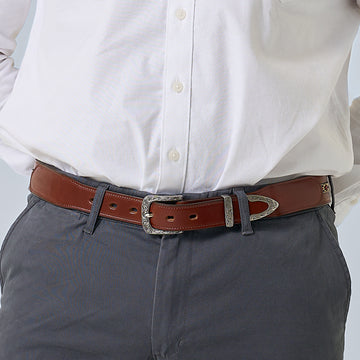 Men's USA Made Quality Leather Belt with Western Flair Design