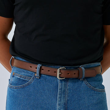 Genuine Full Grain Leather Belt for Jeans - 1.25in - Made in USA - Adult Bison Leather Belt – Made In USA, Full Grain Leather main image 2