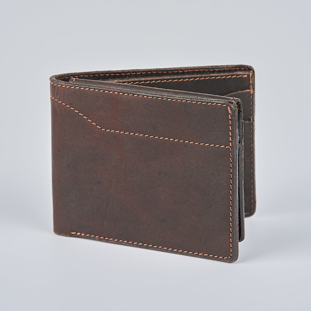 Tough Bison Leather Bifold Wallet with ID Window USA Made