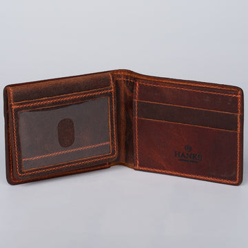 Genuine Bison Leather Bifold Wallet - Handmade Black Bison Leather Wallet, USA Made