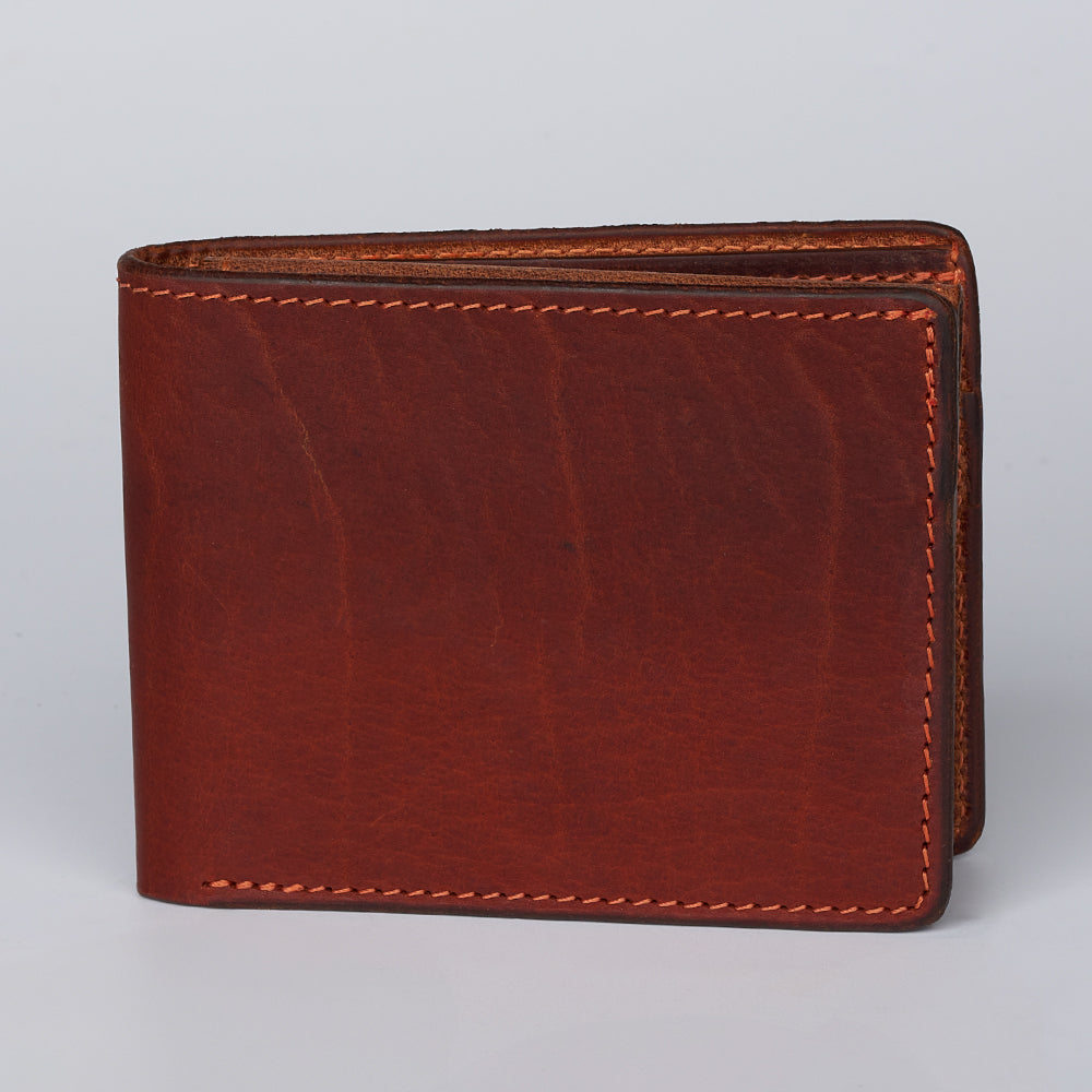 Men's Bison Leather Bifold Wallet With ID Window - Hanks Belts