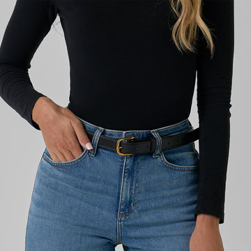 Women's Leather Belt Addyson 1" | English Bridle with Brass Buckle SML / Black Women's Leather Belt Addyson 1" | English Bridle with Brass Buckle SML / Black