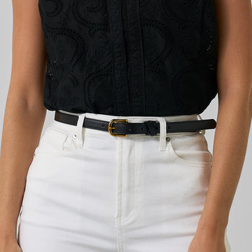 Slim & Stylish Women's Narrow Leather Belts USA MADE | The Dixie LRG / Black Slim & Stylish Women's Narrow Leather Belts USA MADE | The Dixie LRG / Black