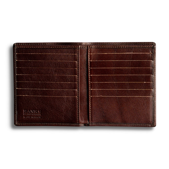 Leatherboss Genuine Leather Hipster Zipper Credit Card Holder Wallet - Brown Men's Bifold