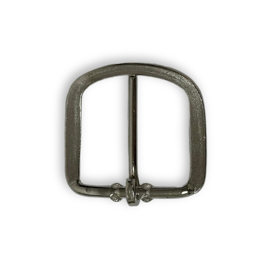 Underside view of nickel rounded belt buckle - 1.5&quot;