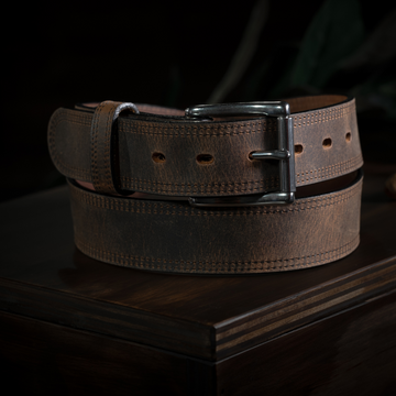 Hanks Wyoming Bison belt in 1.5" Width in Brown