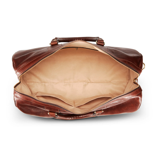 Leather Duffel Bag with Handles and Shoulder Strap