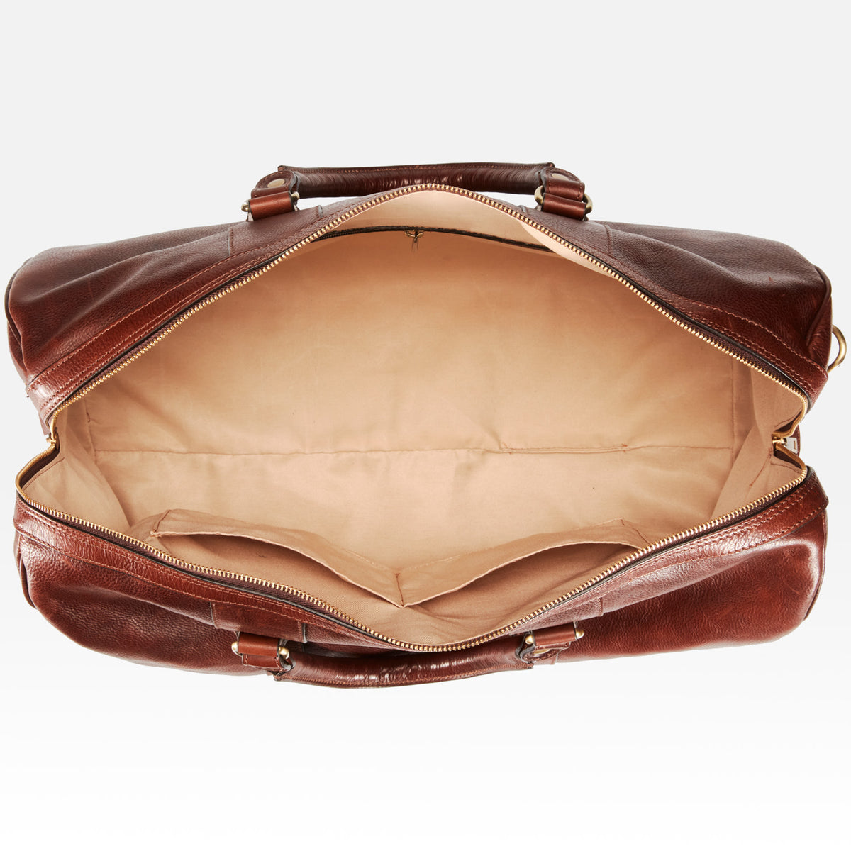 Leather Duffel Bag with Handles and Shoulder Strap