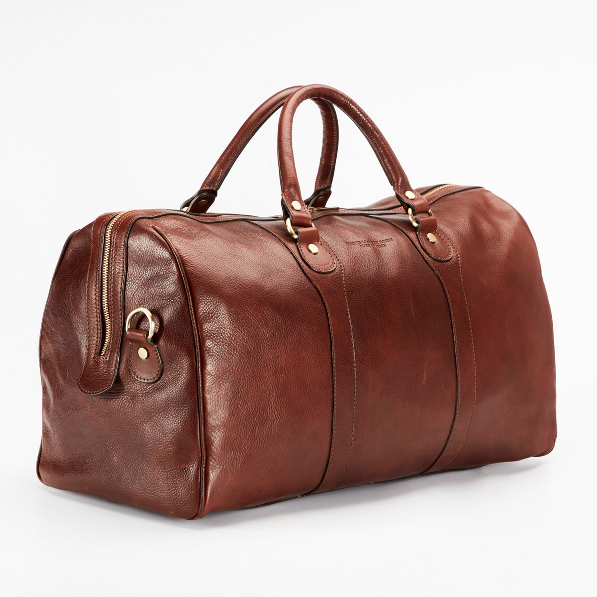 Leather Duffel Bag with Handles and Shoulder Strap