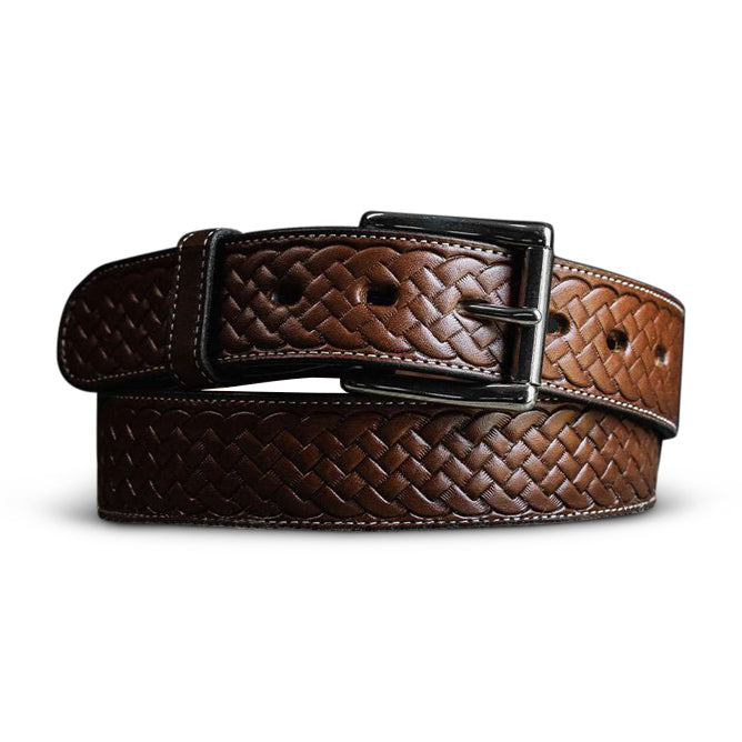 Classic Basket Weave Leather Belt