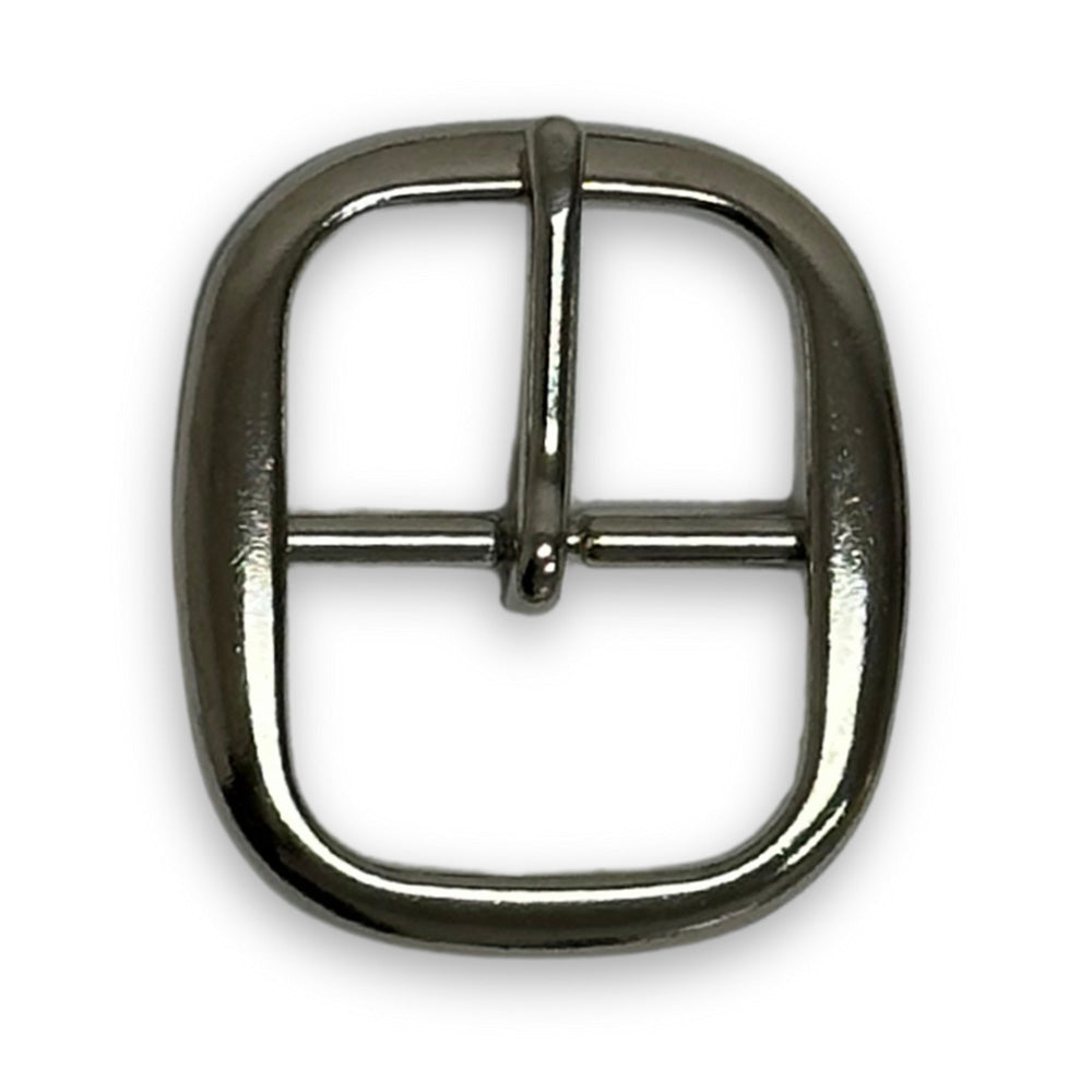 Overhead view of nickel center bar buckle - 1.25&quot;
