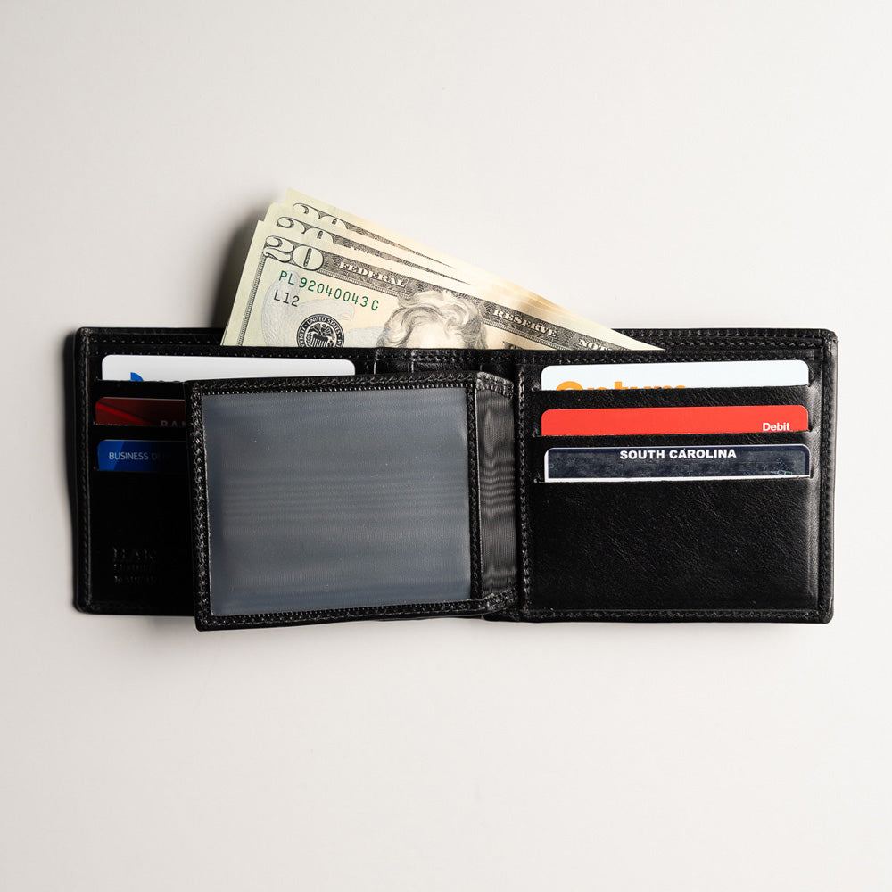 Two Fold Wallet with ID Window - Hanks Belts