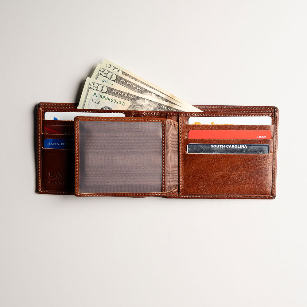 Two Fold Wallet with ID Window - Hanks Belts