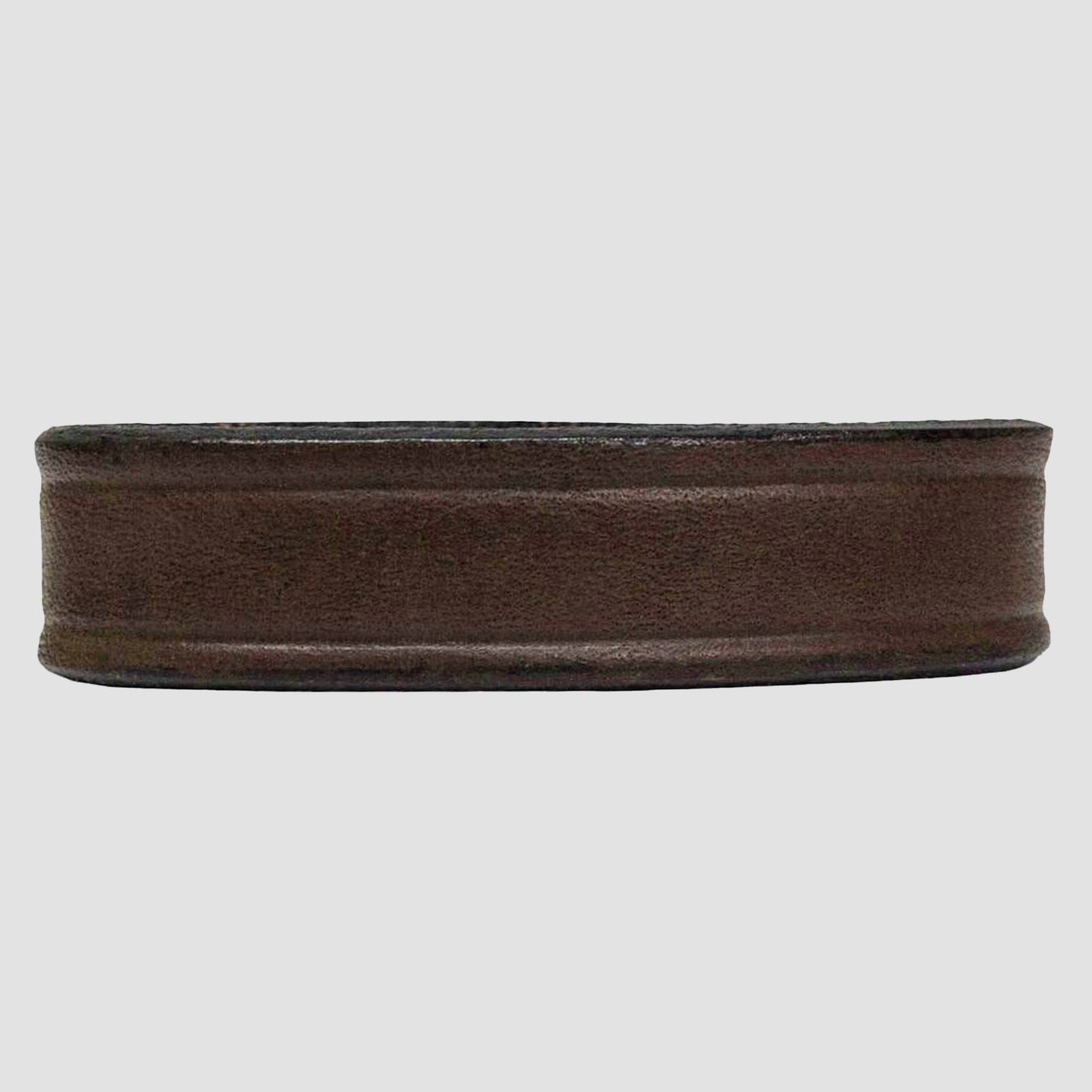 The Hanks Belts 2" Smooth #1 Keeper is a plain, dark brown vegetable tanned leather wristband with a simple, smooth design, shown against a light gray background.