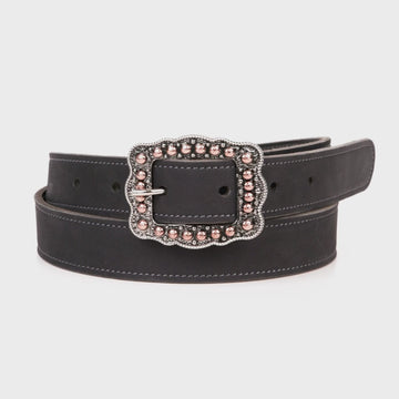 Womens Lennon Belt in Black rotating in a 360 degree spin video