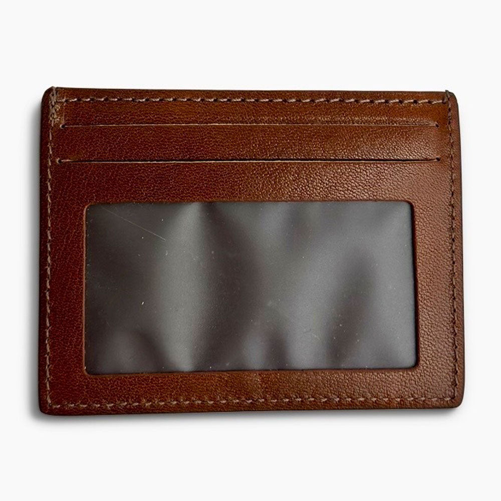 Zoomed image of Cardholder Case showing ID Window - Brown