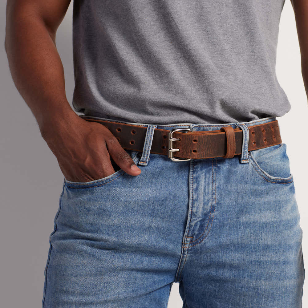 The Legend Double Prong Retro Style Jean Belt 6 Holes - 100 Year Warranty