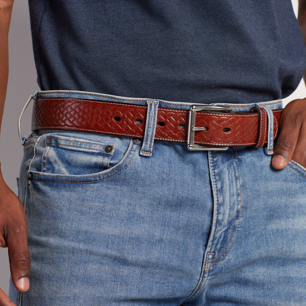 Classic Basket Weave Leather Belt