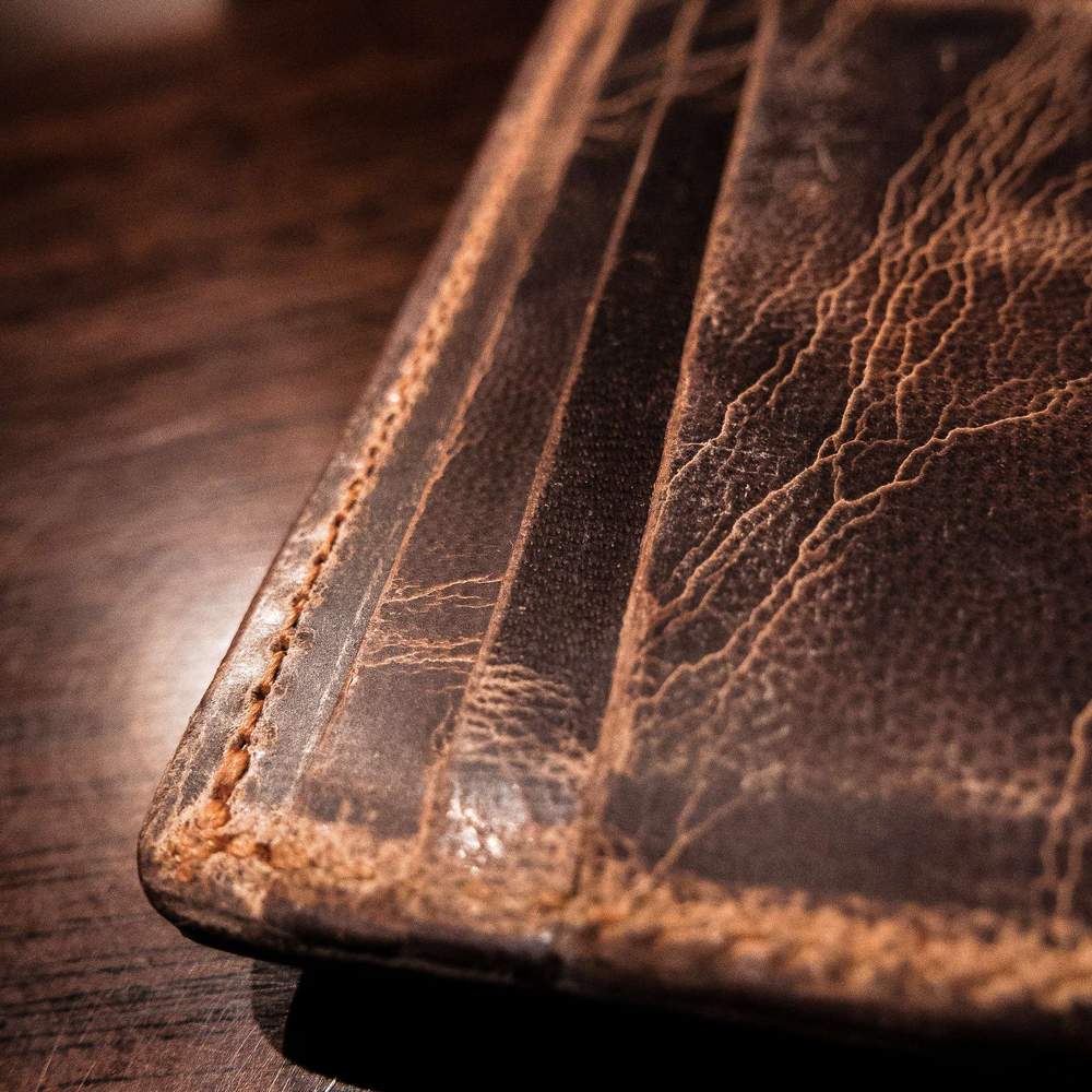 Hanks Wallet Money Clip is made from Premium Goatskin for a light yet durable money clip -  Vintage Brown