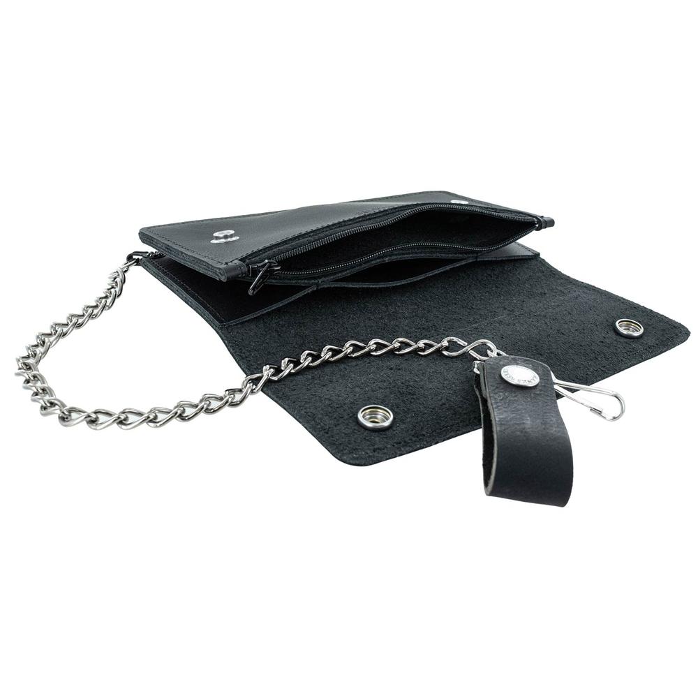 Biker Wallet Leather Chain in Black